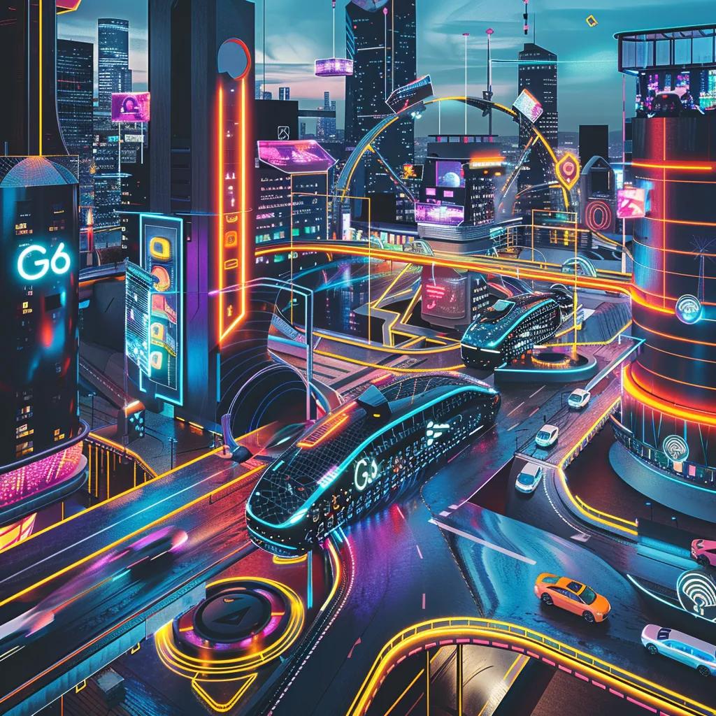 Illustration of 6G technology use cases including holographic communication and autonomous vehicles