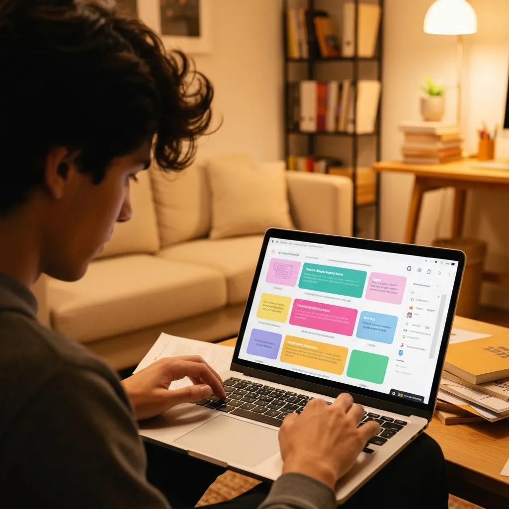 Person using an AI writing assistant on a laptop, showcasing the role of technology in improving writing skills