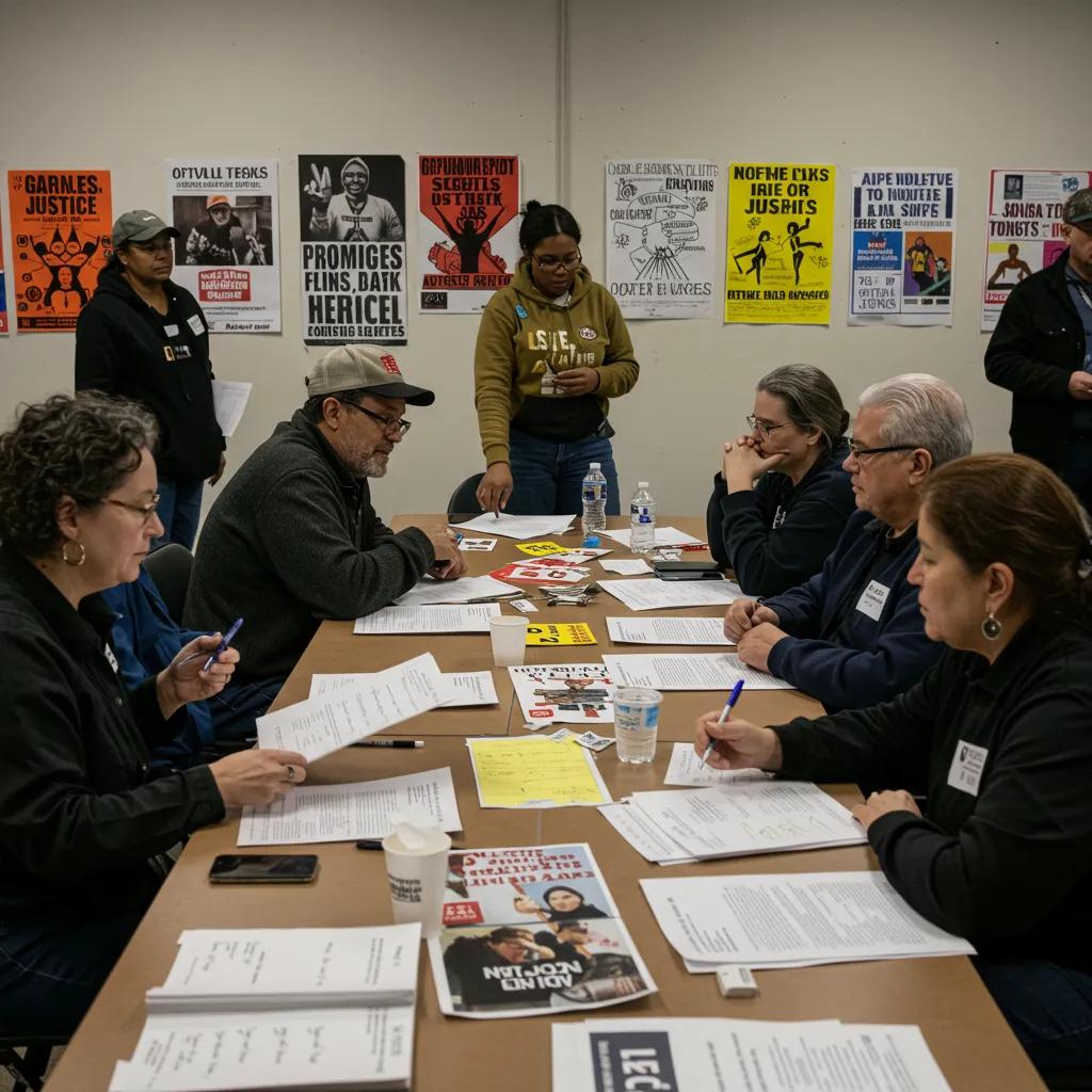 Community members discussing social justice issues during a local advocacy meeting