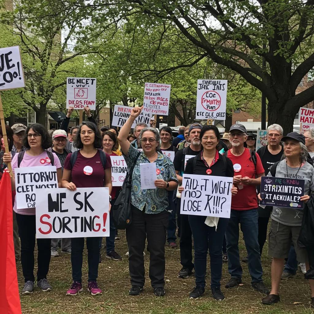Diverse group of activists rallying for social justice in a community park