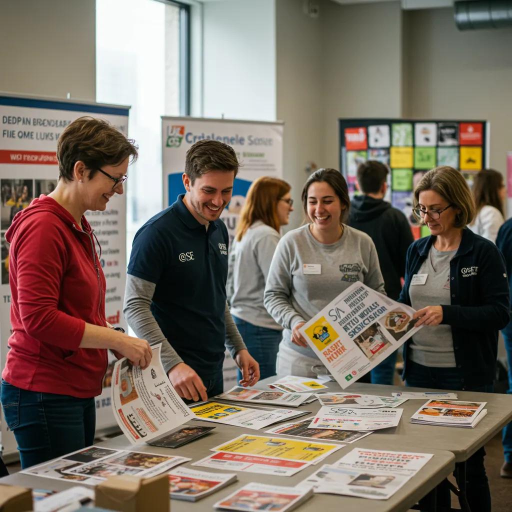 Volunteers preparing for a grassroots organizing event focused on community outreach